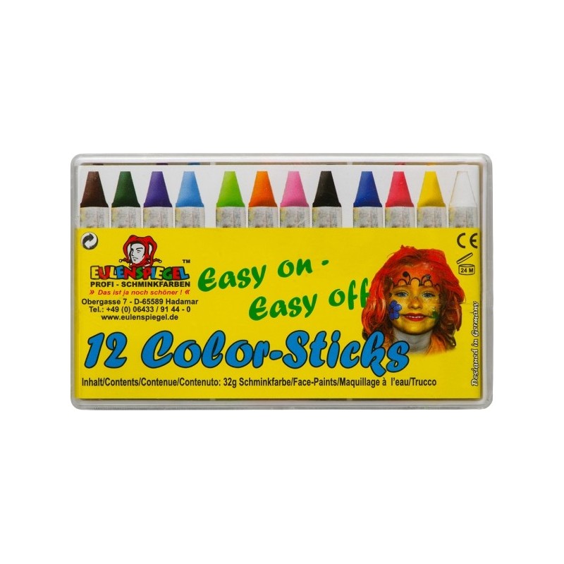 Karnevalsschminke Color-Sticks 12 Stück