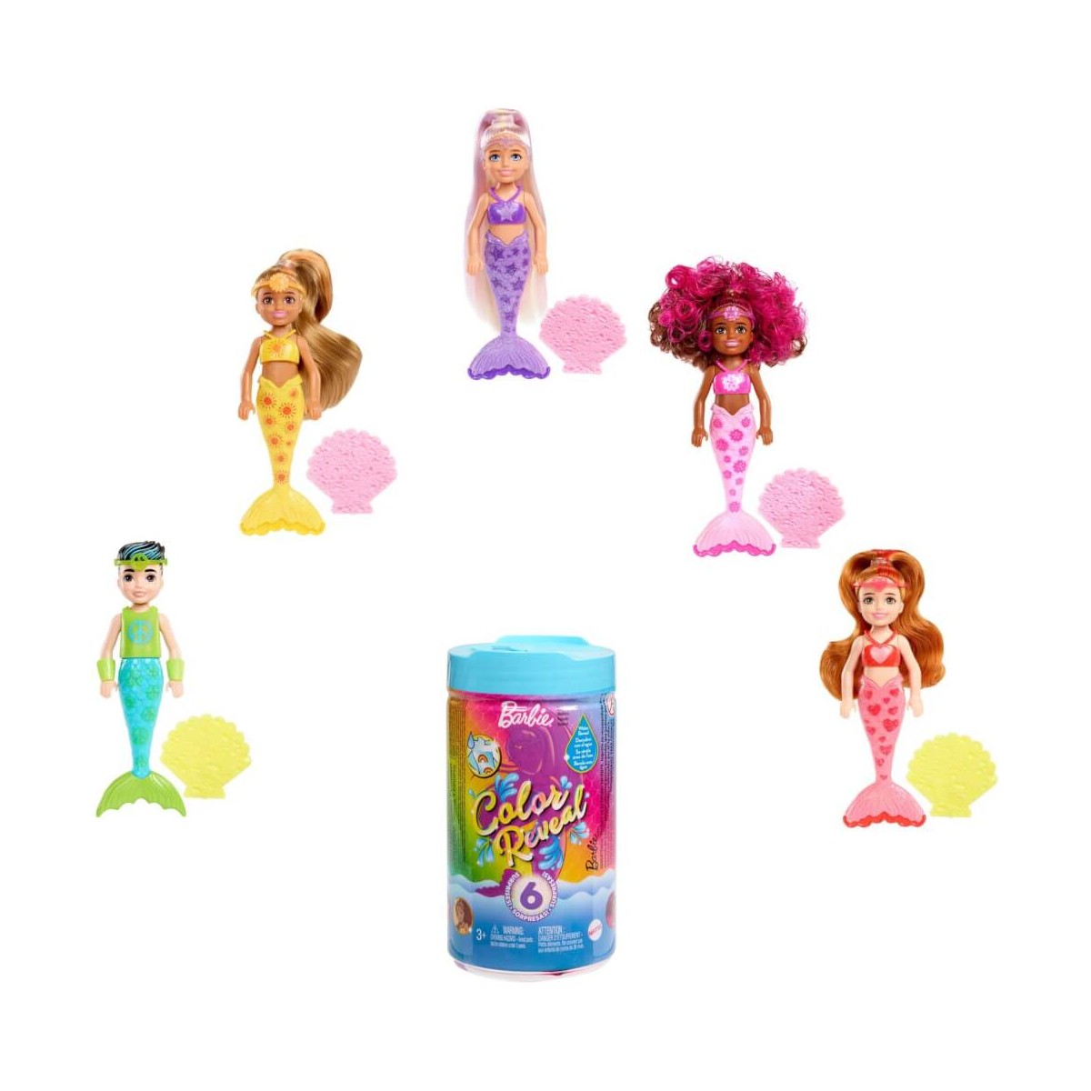 Barbie Color Reveal Rainbow Mermaids Chelsea Puppen Sortiment Serie 1