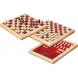 Schach-Dame-Set Holzbox 32x32cm