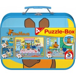 Schmidt Spiele   Puzzle   Puzzle Box im Metallkoffer   Die Maus, 2x26, 2x48 Teile