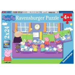 Ravensburger 09099 Puzzle: Peppa in der Schule, 2x24 Teile