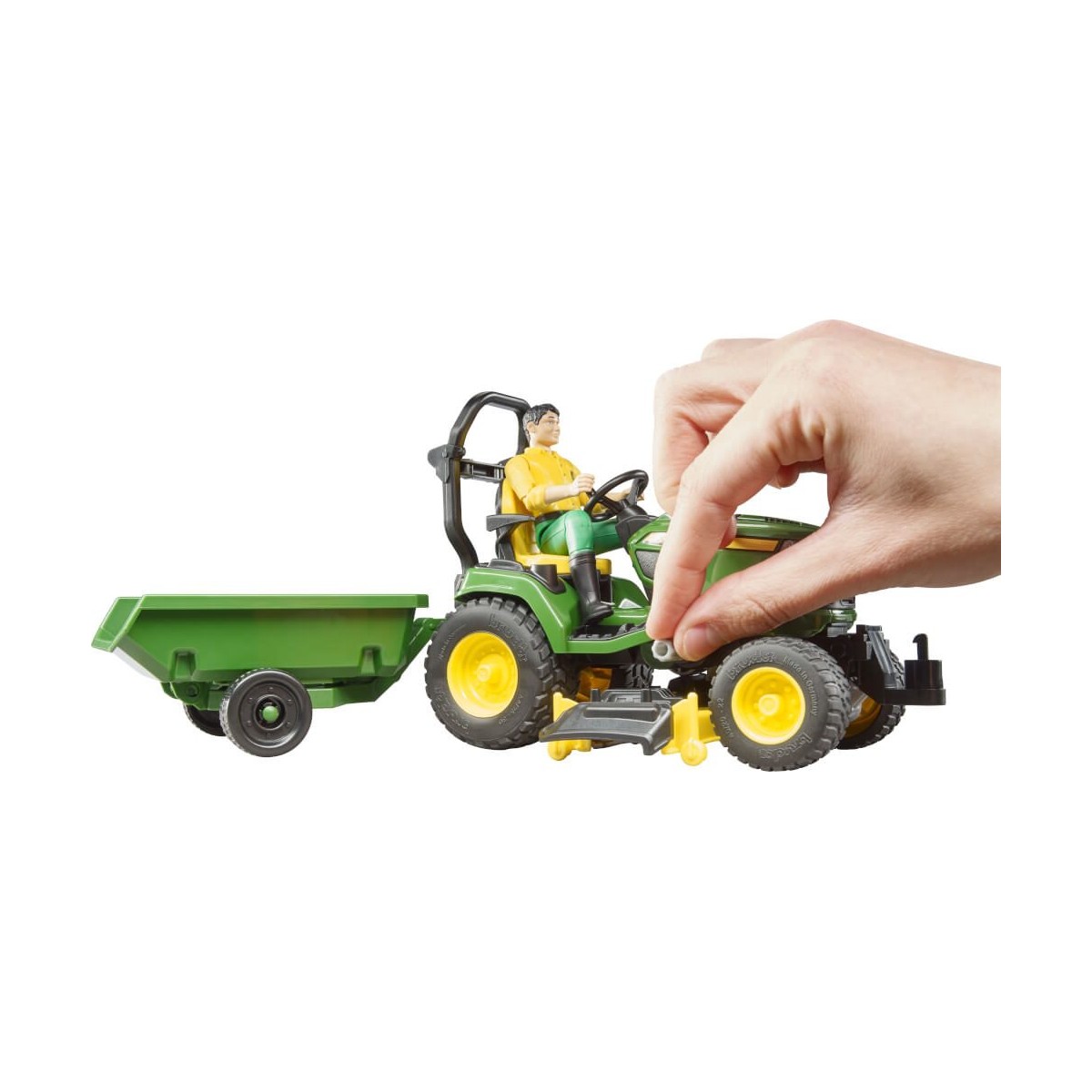 Bruder 62104 bworld John Deere Aufsitzrasenmäher mit Anhänger