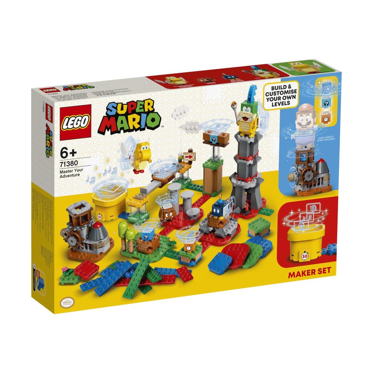 LEGO Super Mario Maker Set mit bunten Teilen und Figuren zum Erstellen individueller Level.