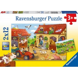 Ravensburger 07560 Puzzle Fleißig auf dem Bauernhof 2 x 12 Teile