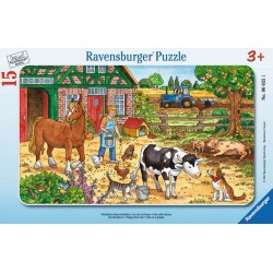 Ravensburger 06035 Rahmenpuzzle Glückliches Bauernhofleben 15 Teile