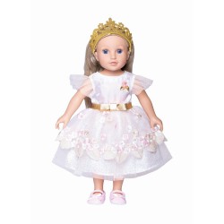 Puppen Prinzessinnenkleid Kirschblüte mit goldener Krone, Gr. 35 45 cm
