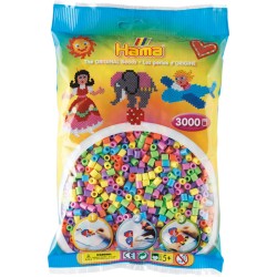 Hama® Bügelperlen Midi   Pastell Mix 3000 Perlen (6 Farben)