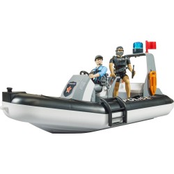 Bruder   bworld Polizei Schlauchboot mit Rundumleuchte, 2 Figuren und Zubehör