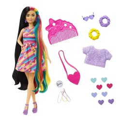 Mattel HCM90 Barbie Totally Hair Puppe im Herzlook, Petite, 21,6 cm lange Haare, 15 Zubehörteile, ab