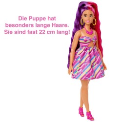 Mattel HCM89 Barbie Totally Hair Puppe im Blumenlook, 21,6 cm langes Fantasiehaar, 15 Zubehörteile,