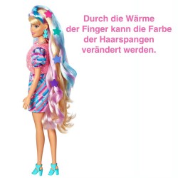 Mattel HCM88 Barbie Totally Hair Puppe im Sternenlook, 21,6 cm langes Fantasiehaar, 15 Zubehörteile,