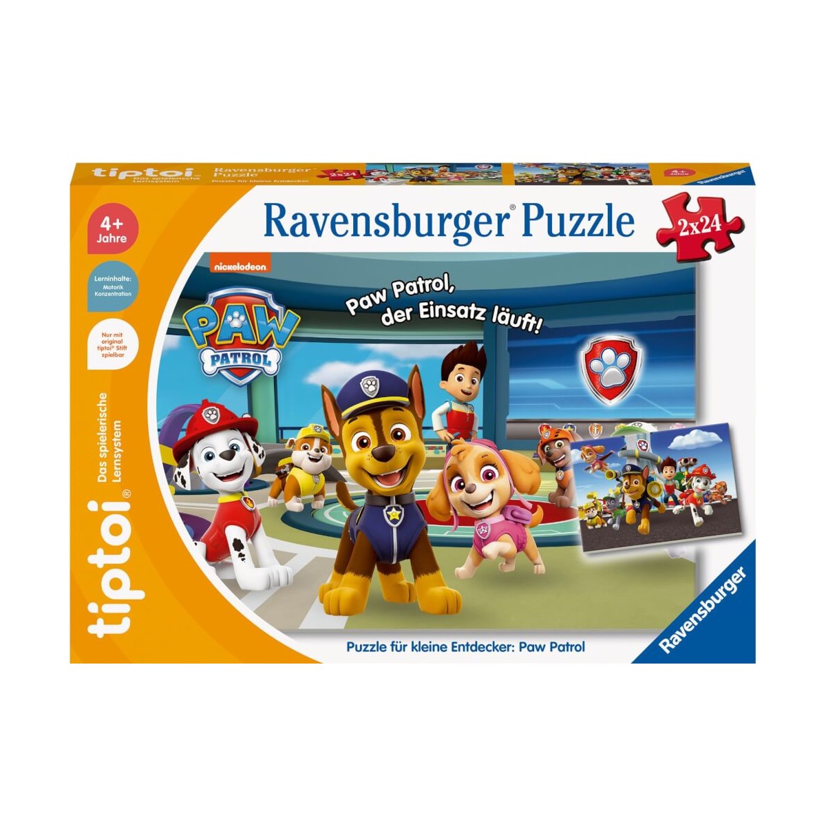 Ravensburger tiptoi Spiel 00135 Puzzle für kleine Entdecker: Paw Patrol   2x24 Teile Kinderpuzzle ab