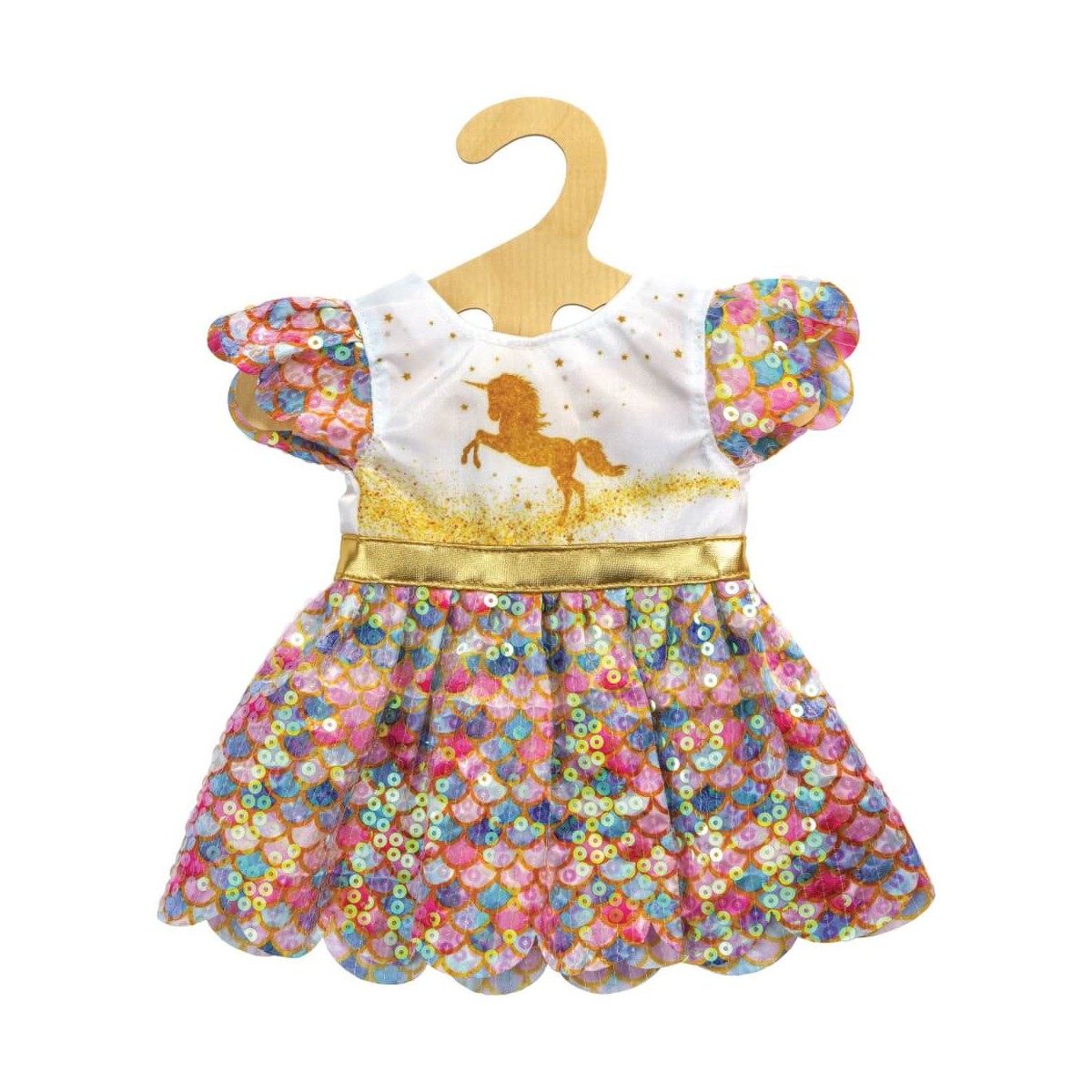 Puppen Glitzerkleid ''Einhorn Goldy'', Gr. 28 35 cm