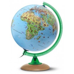 Globus Tiere der Erde 25cm mit Holzfuß