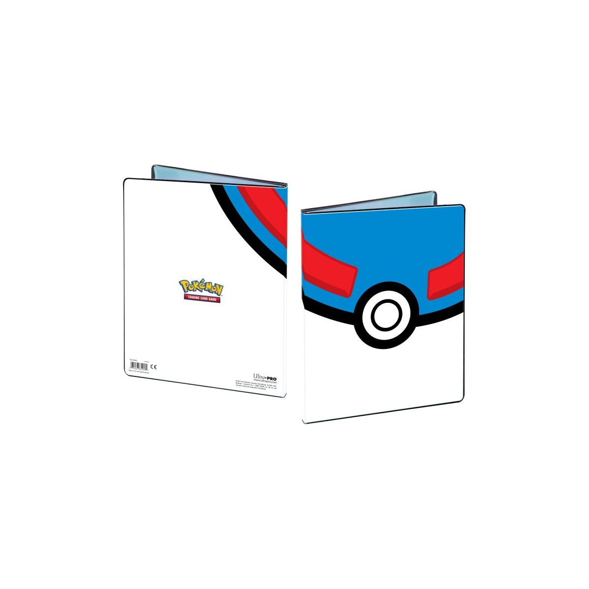 Pokémon-Ordner mit Pokéball-Motiv auf beiden Seiten und Pokémon-Logo auf der Rückseite.