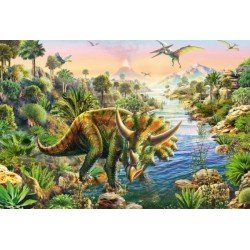 Schmidt Spiele Kinderpuzzle Abenteuer mit den Dinosauriern, 3x48 Teile