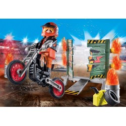 PLAYMOBIL 71256 Starter Pack Stuntshow Motorrad mit Feuerwand