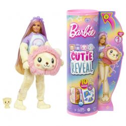 Barbie Cutie Reveal Puppe und Accessoires, Löwe der Cozy Cute Serie, T-Shirt mit dem Aufdruck Hope“, blonde Haare mit violetten 