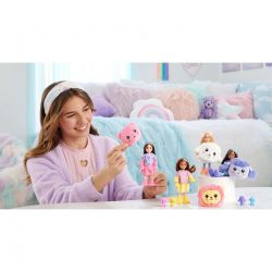 Barbie Cutie Reveal Kuschelweich Serie, Chelsea-Puppe Und Zubehörteile, Plüschlöwe, Brünette Kleine Puppe