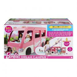 Mattel HCD46 Barbie Super Abenteuer Camper Fahrzeug, 76 cm groß mit Pool, Rutsche und über 60 Zubehö