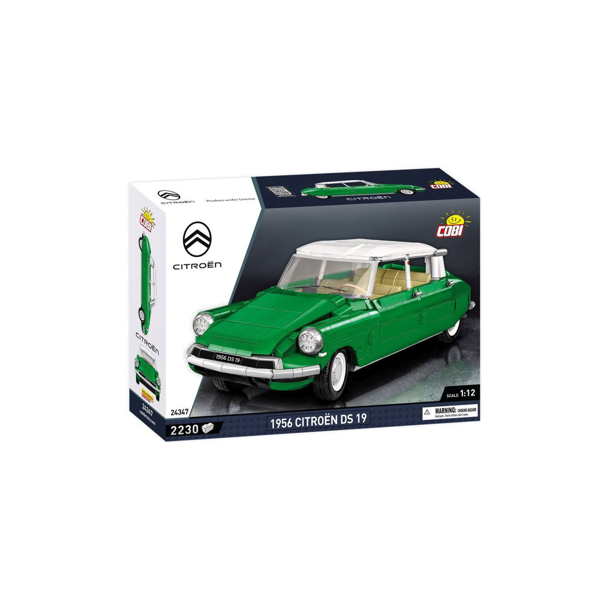 COBI Bausatz: Grüner Citroën DS 19 (1956), Maßstab 1:12, 2.230 Teile.