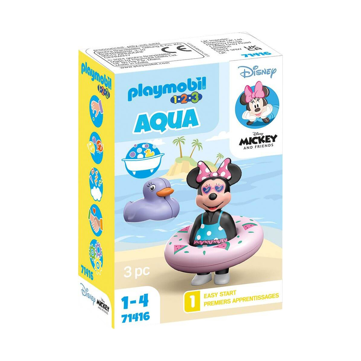 Playmobil 1.2.3 Aqua-Set mit Minnie Mouse im Schwimmring, geeignet für Kinder von 1 bis 4 Jahren.