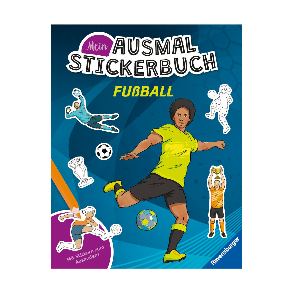 Ravensburger Mein Ausmalstickerbuch Fußball   Großes Buch mit über 300 Stickern, viele Sticker zum A
