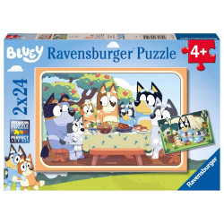 Ravensburger Kinderpuzzle 05711   Auf geht's!    2x24 Teile Bluey Puzzle für Kinder ab 4 Jahren