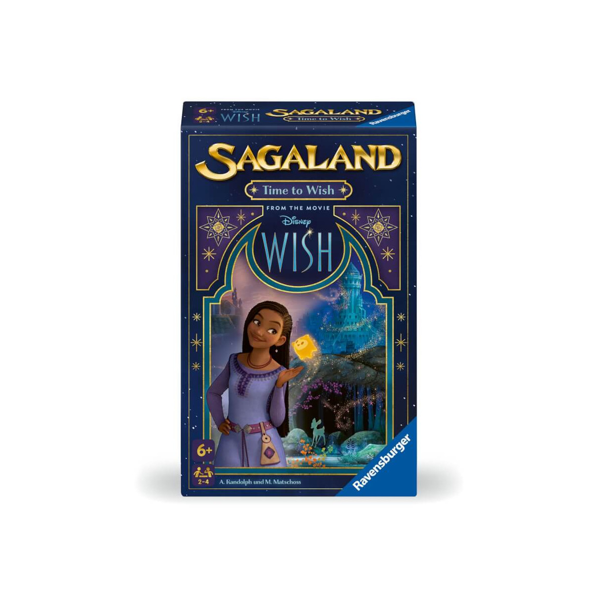 Sagaland: Time to Wish – Brettspiel mit Mädchen, leuchtendem Stern und magischer Schlosskulisse auf der Box.