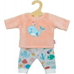 Heless Puppen Flauschiger Pyjama Wal Bobby, 2 teilig, Gr. 35 45 cm