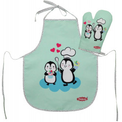 Kinderschürze mit Topfhandschuh ''Pinguin''