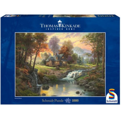 Schmidt Spiele Puzzle Thomas Kinkade Holzhaus am Bach 1000 Teile