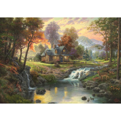 Schmidt Spiele Puzzle Thomas Kinkade Holzhaus am Bach 1000 Teile