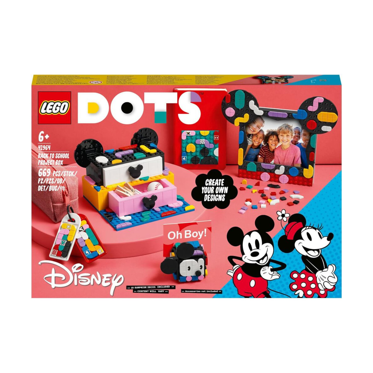 LEGO DOTS Disney-Set mit Mickey- und Minnie-Motiven sowie anpassbaren Fotorahmen.