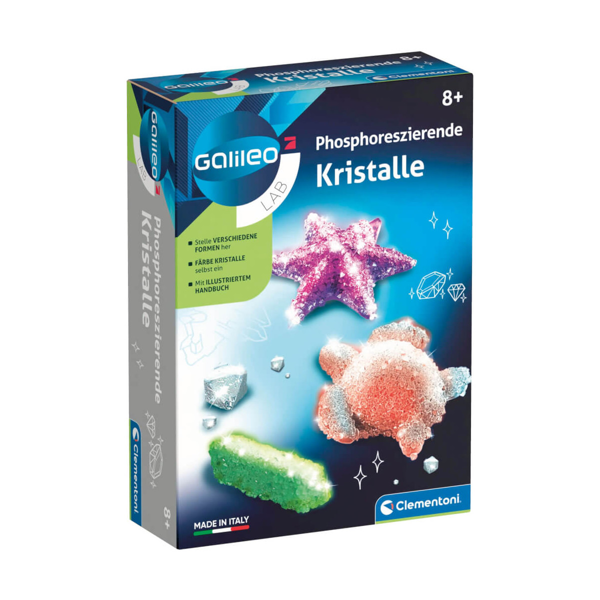 Galileo Lab Kristall-Set für Kinder mit bunten Kristallformen auf der Verpackung.