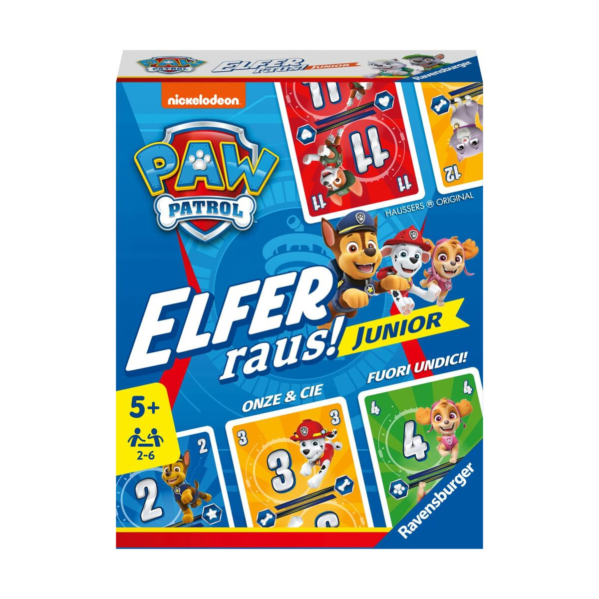 Paw Patrol Elfer raus! Junior Kartenspiel für 2-6 Spieler ab 5 Jahren von Ravensburger.