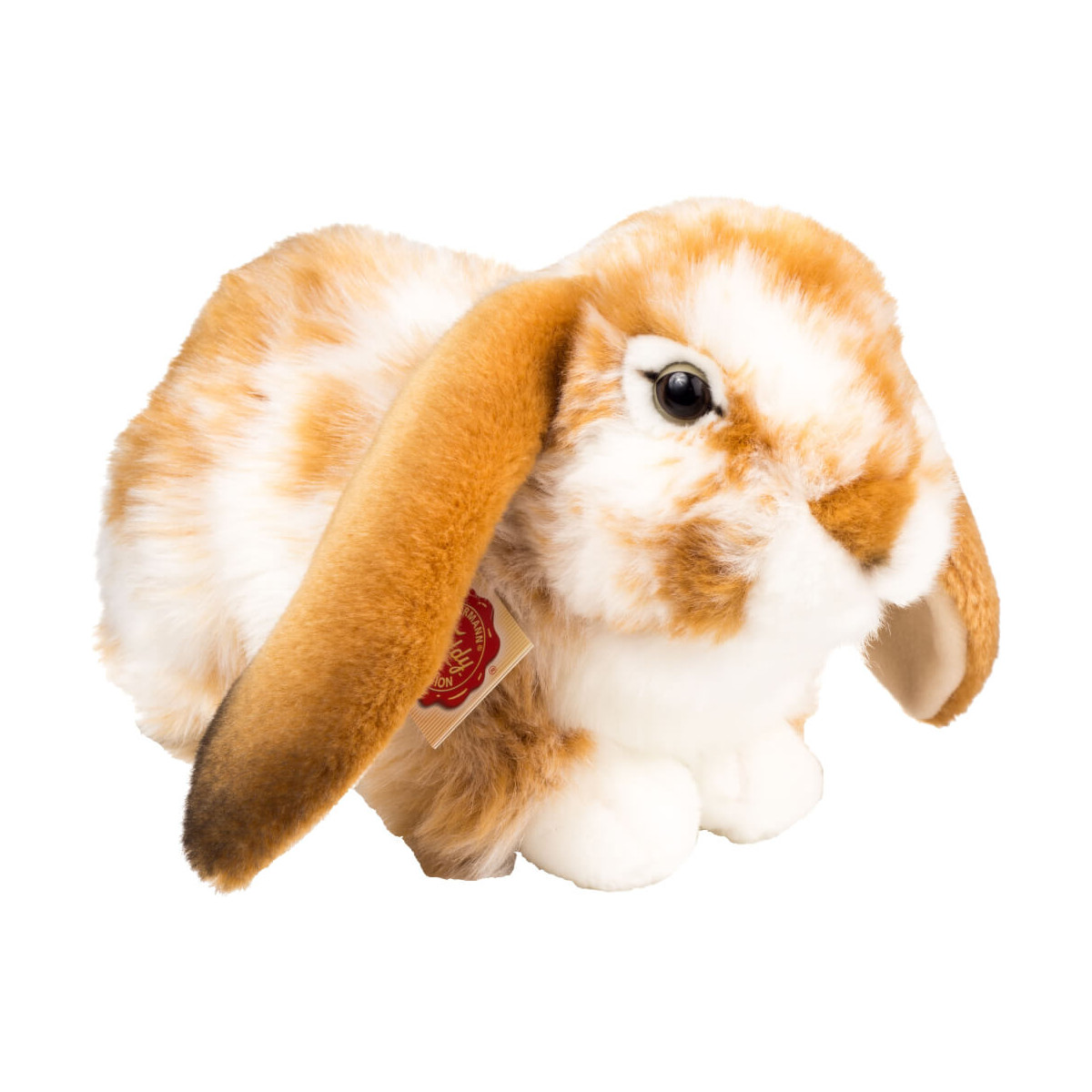 Teddy Hermann Hase sitzend, hellbraun weiß gescheckt, 30 cm