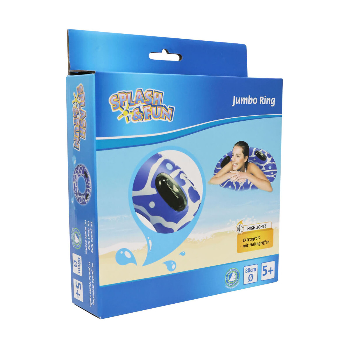 Splash & Fun Schwimmring mit Griffen,  80 cm
