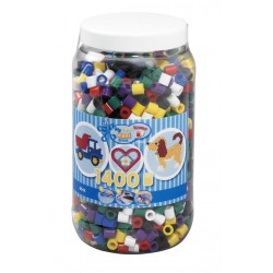 HAMA Bügelperlen Maxi   Vollton Mix 1400 Perlen (6 Farben) in Aufbewahrungsdose