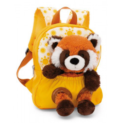 Rucksack gelb mit Plüschtier Roter Panda