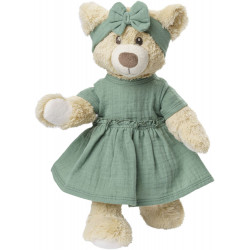 thumb-alternative:Puppenkleid aus 100 % Bio Baumwolle mit Rüschen und Haarband, salbeigrün, 2 teilig, Gr. 35 45 cm