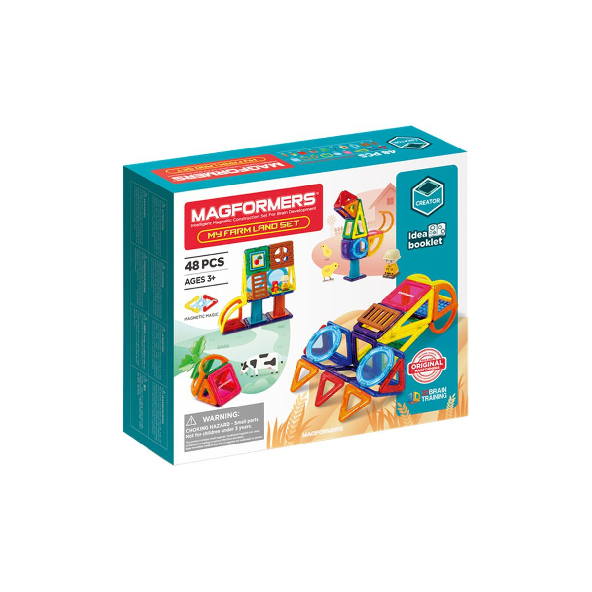 Magformers My Farm Land Set mit bunten Magnetbauteilen und Modellen rund ums Thema Bauernhof.