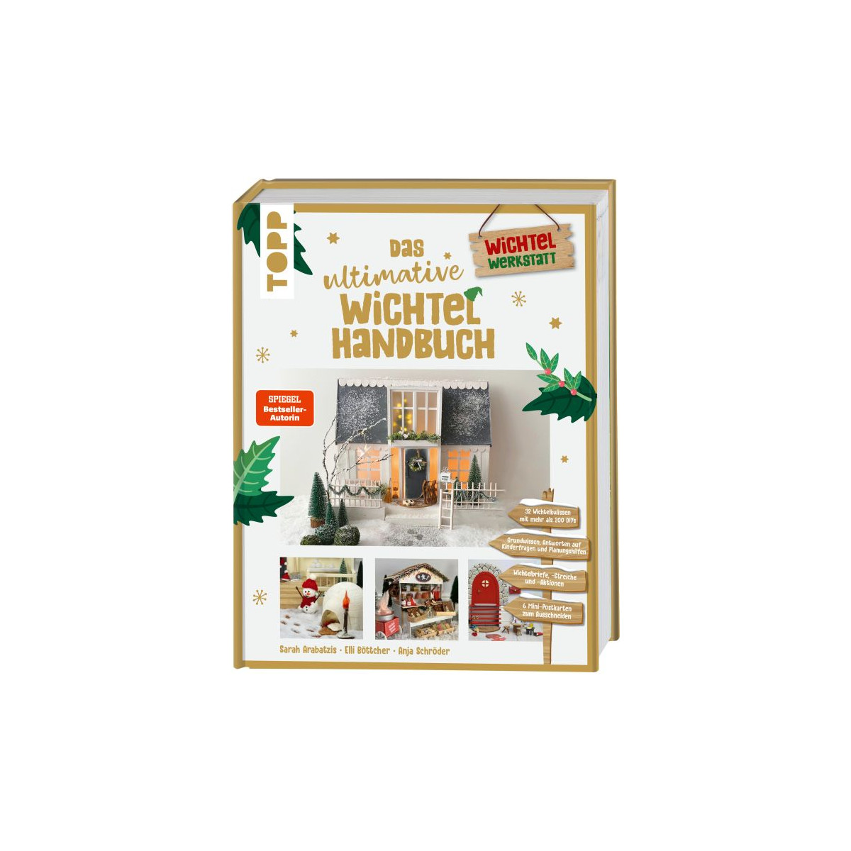 Cover von „Das ultimative Wichtel Handbuch“ mit festlichen Bastelideen und weihnachtlichen Dekorationen.