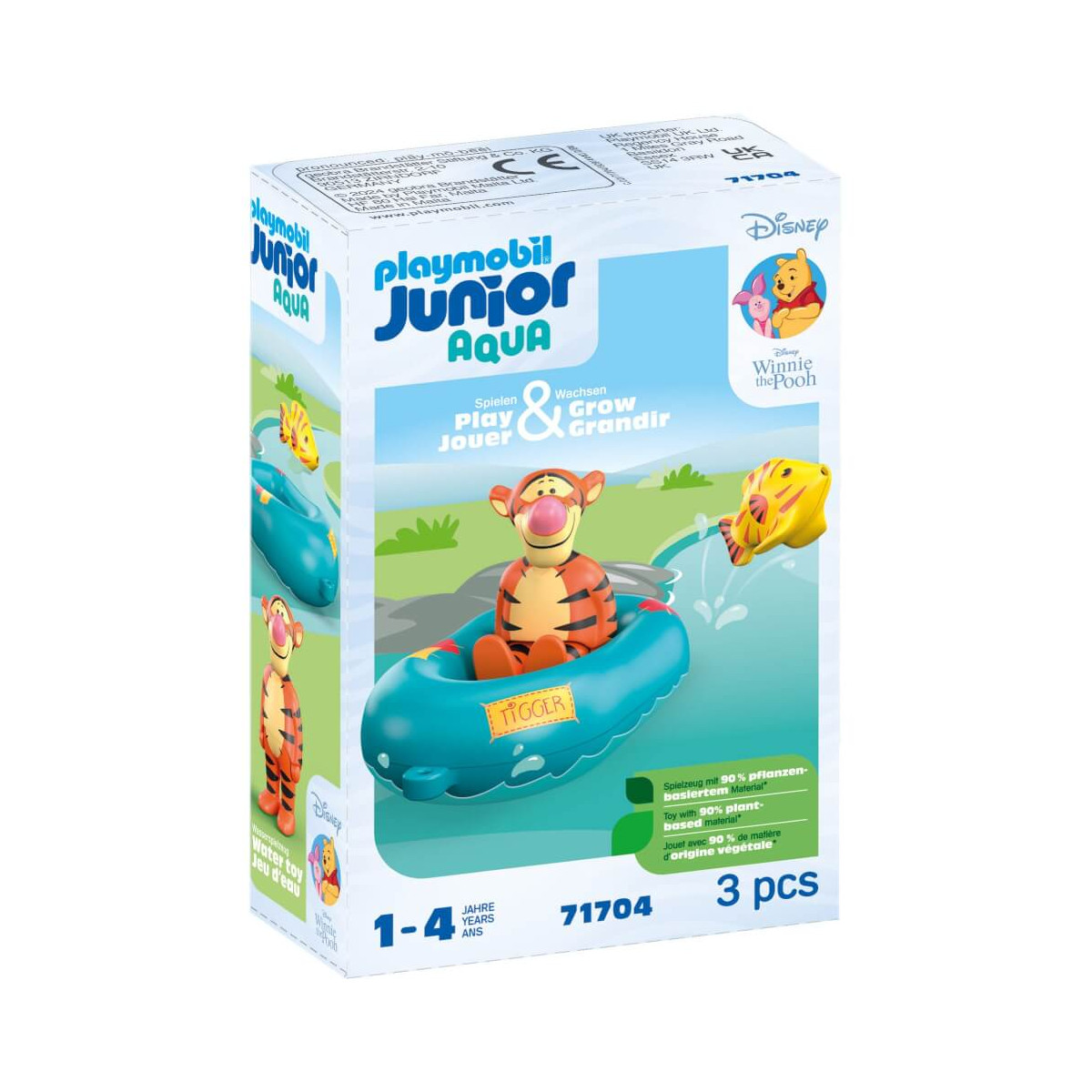 Playmobil Junior Aqua Spielbox mit Tigger im Boot, ab 1 Jahr, im Disney Winnie Puuh-Design.