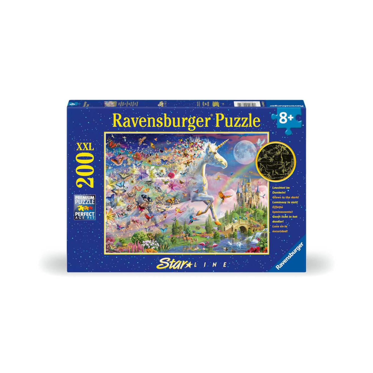 Ravensburger 12000872 Puzzle Leuchtendes Schmetterlingseinhorn 100 200 Teile XXL