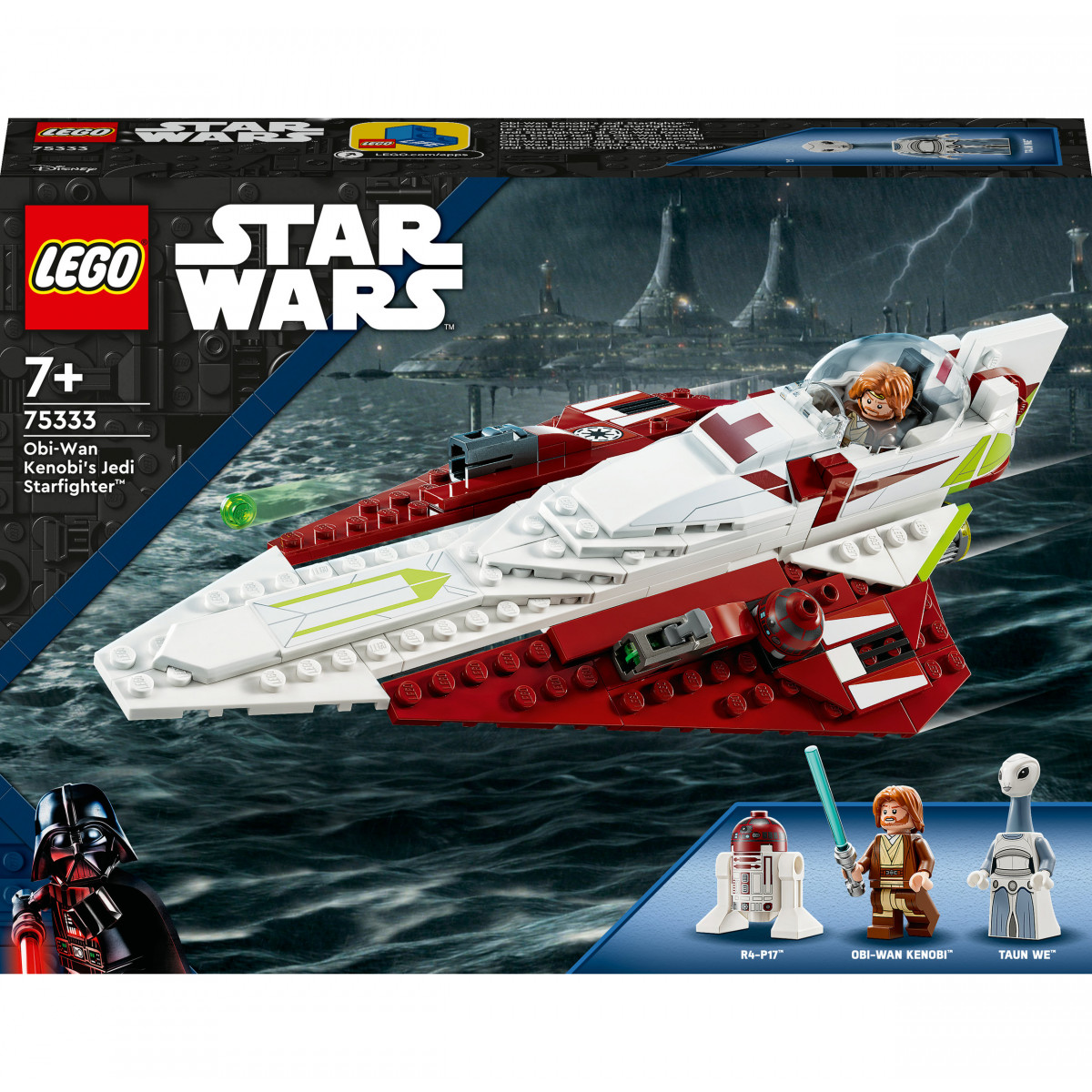 LEGO Star Wars Set: Obi-Wan Kenobis Jedi Starfighter mit enthaltenen Minifiguren.