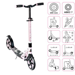 SIX DEGREES Aluminium Scooter 205 mm pastellrosa