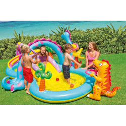 Intex Playcenter   Dinoland   mit Sprüher, Rutsche und reichlich Zubehör, Wasserbedarf ca 290 l, Sch