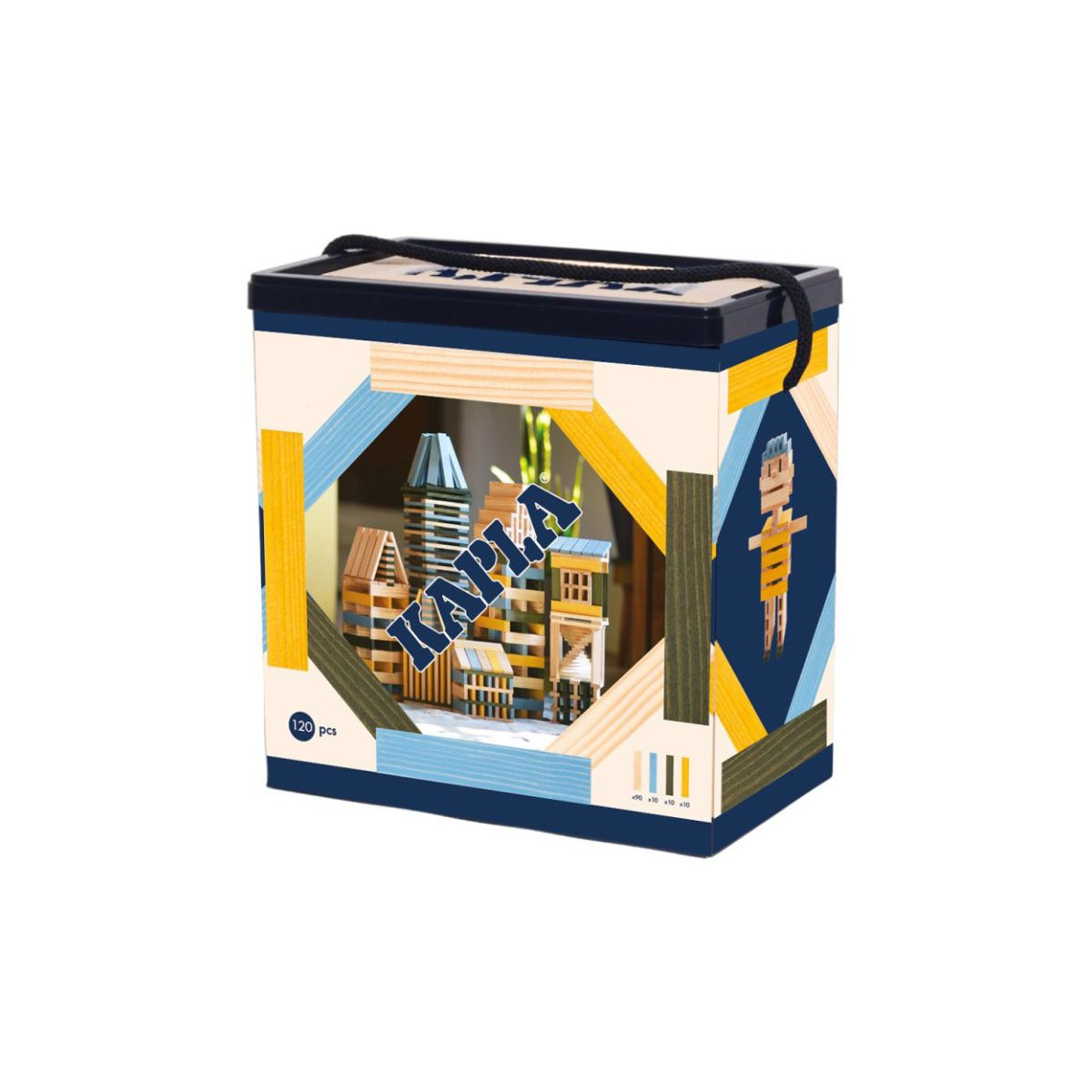 KAPLA® 120er Box, Helblau, gelb und grün