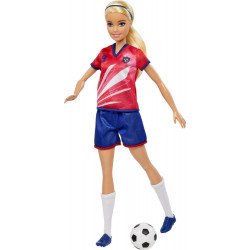 Barbie Fußballspielerin Puppe, blond, Trikot mit der Nummer 9, Fußball, Stollenschuhe, Stutzen, für